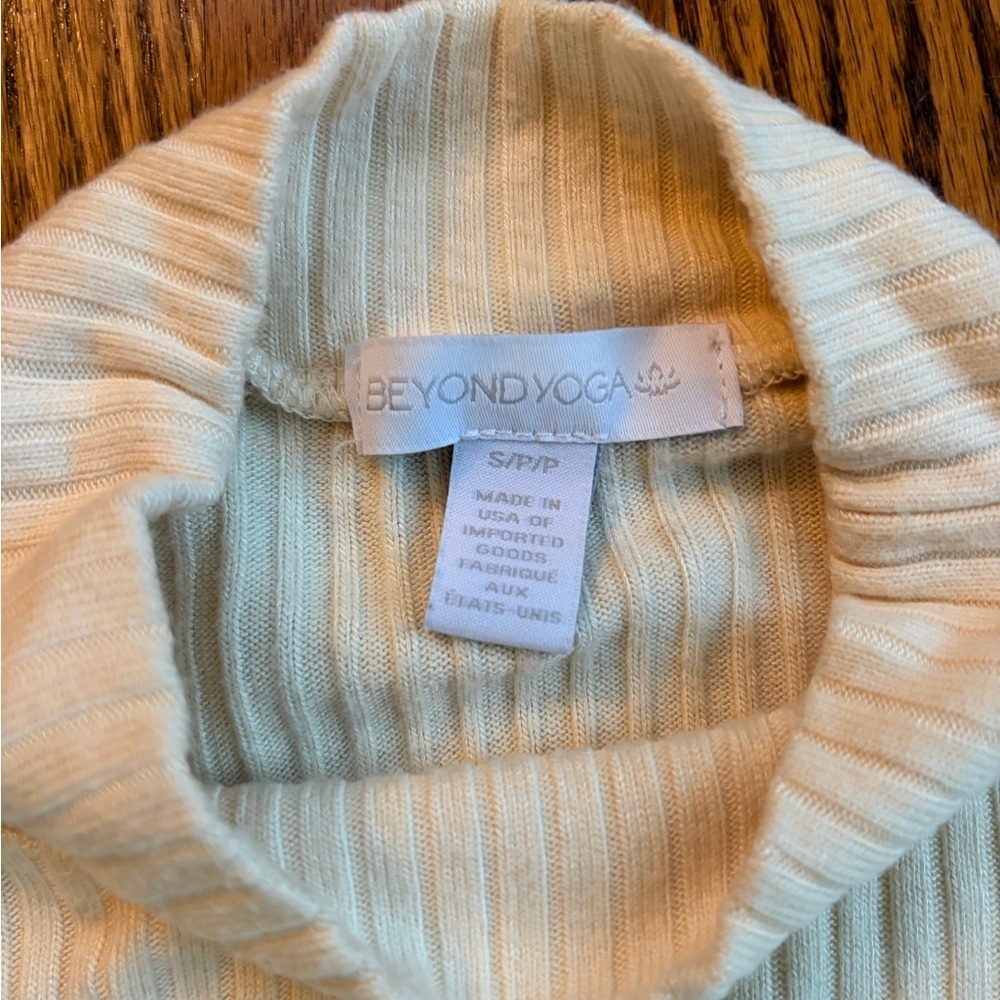 Beyond Yoga Well Traveled Rib Midi Dress Ivory Mock Neck Sleeveless Size Small - Picture 6 of 10